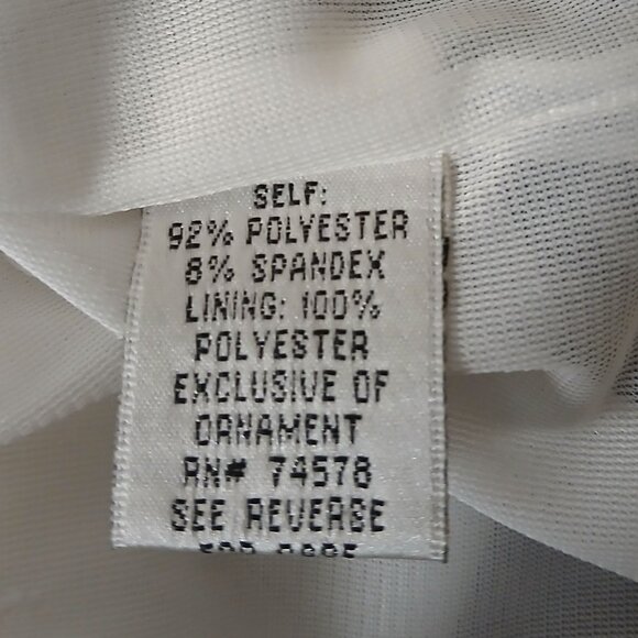 Cache Dress Size 6 White Black Palm Leaf Ruched Cap Sleeve Padded Made in USA - Picture 9 of 10
